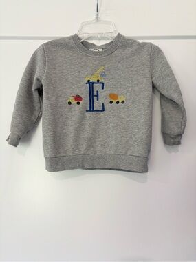 Blanks Boutique Custom “E” Embroidered Construction Truck Crew Sweatshirt 3T
